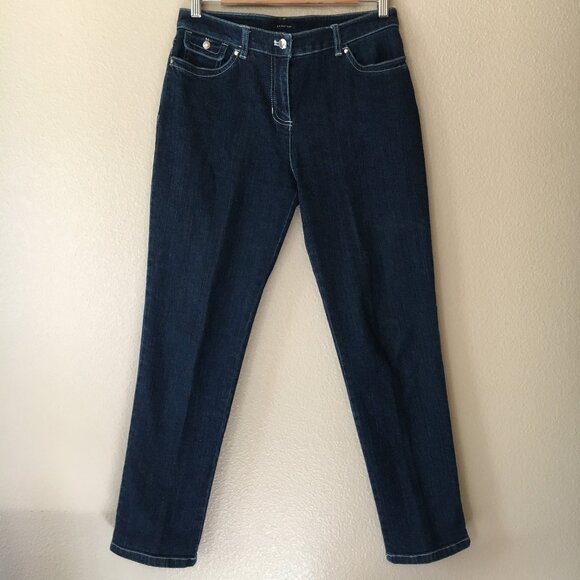 Dark Wash Jeans 6P Blue Stretch Denim Button Pocket Jones New York - Picture 1 of 5